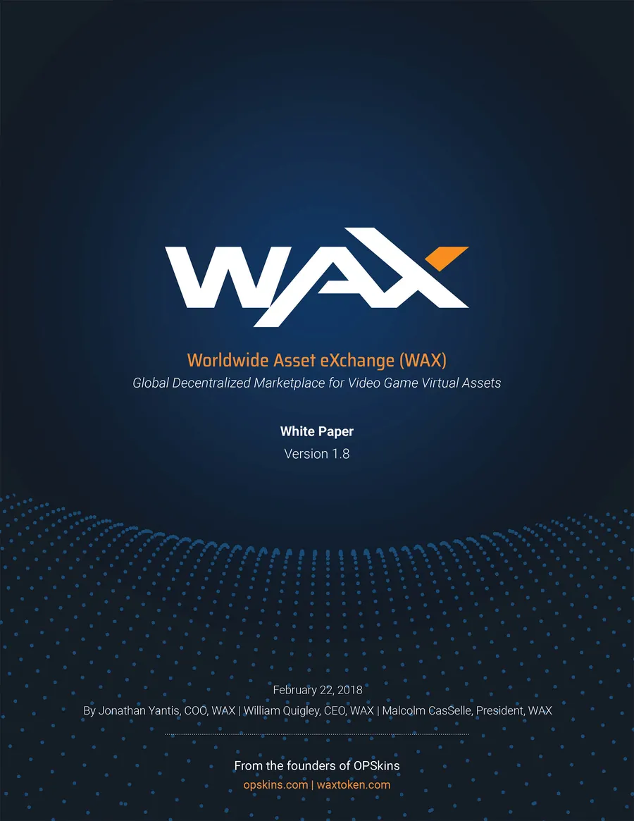 Обложка white paper WAX, версия 1.8